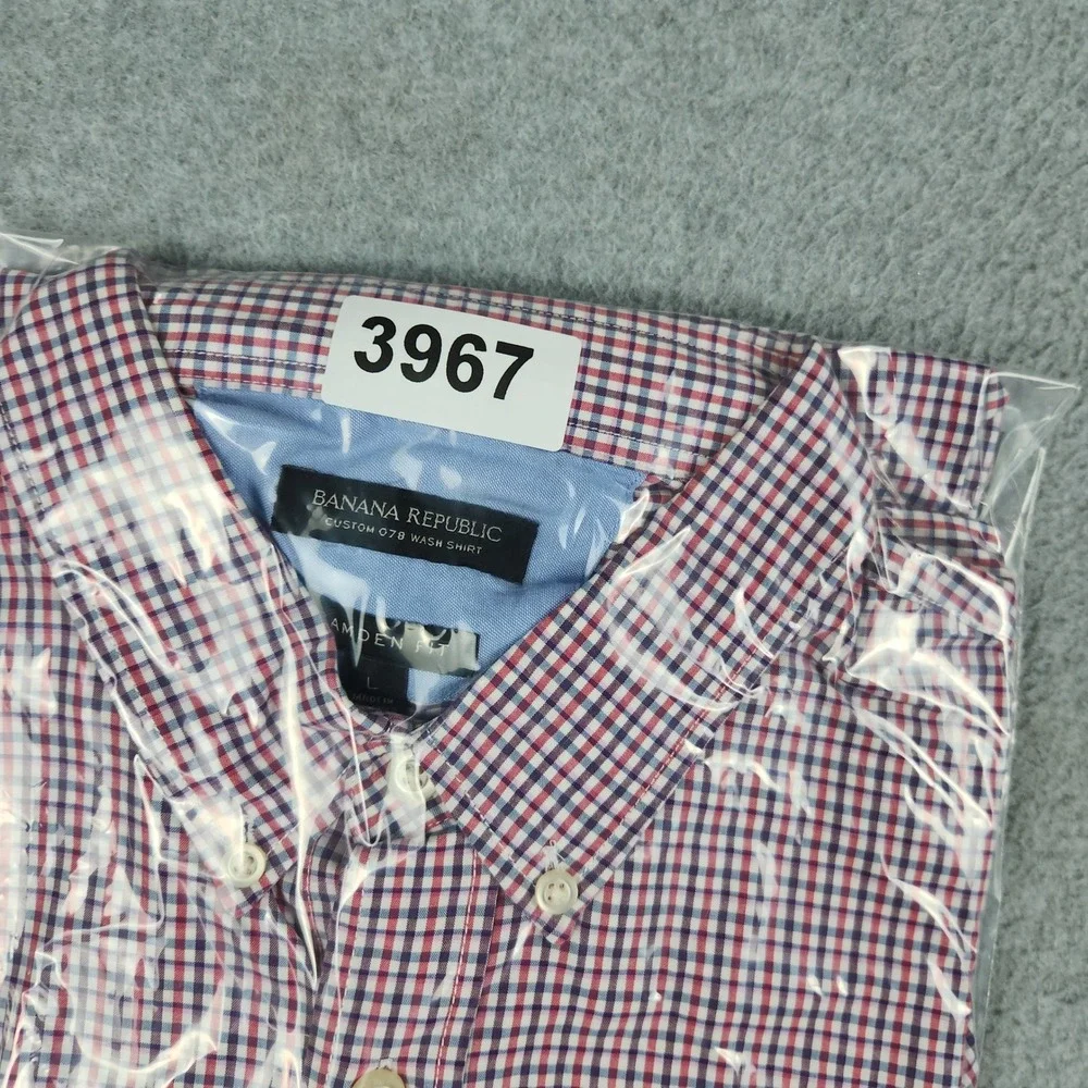 Banana Republic Custom 078 Wash Shirt Men L Multi Gingham Camden Fit Button Down